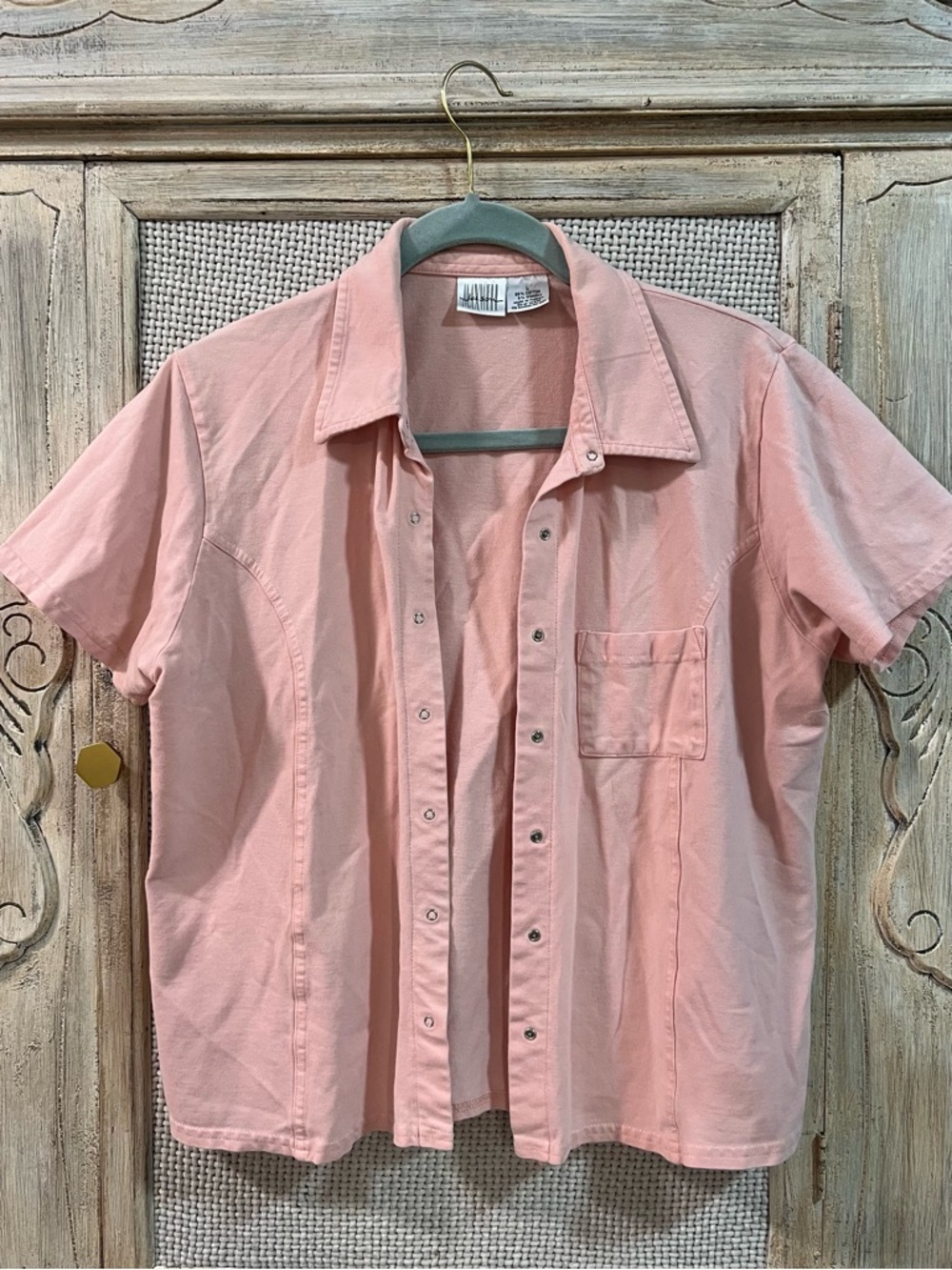 jason maxwell Peach Snap-Front Short Sleeve Shirt